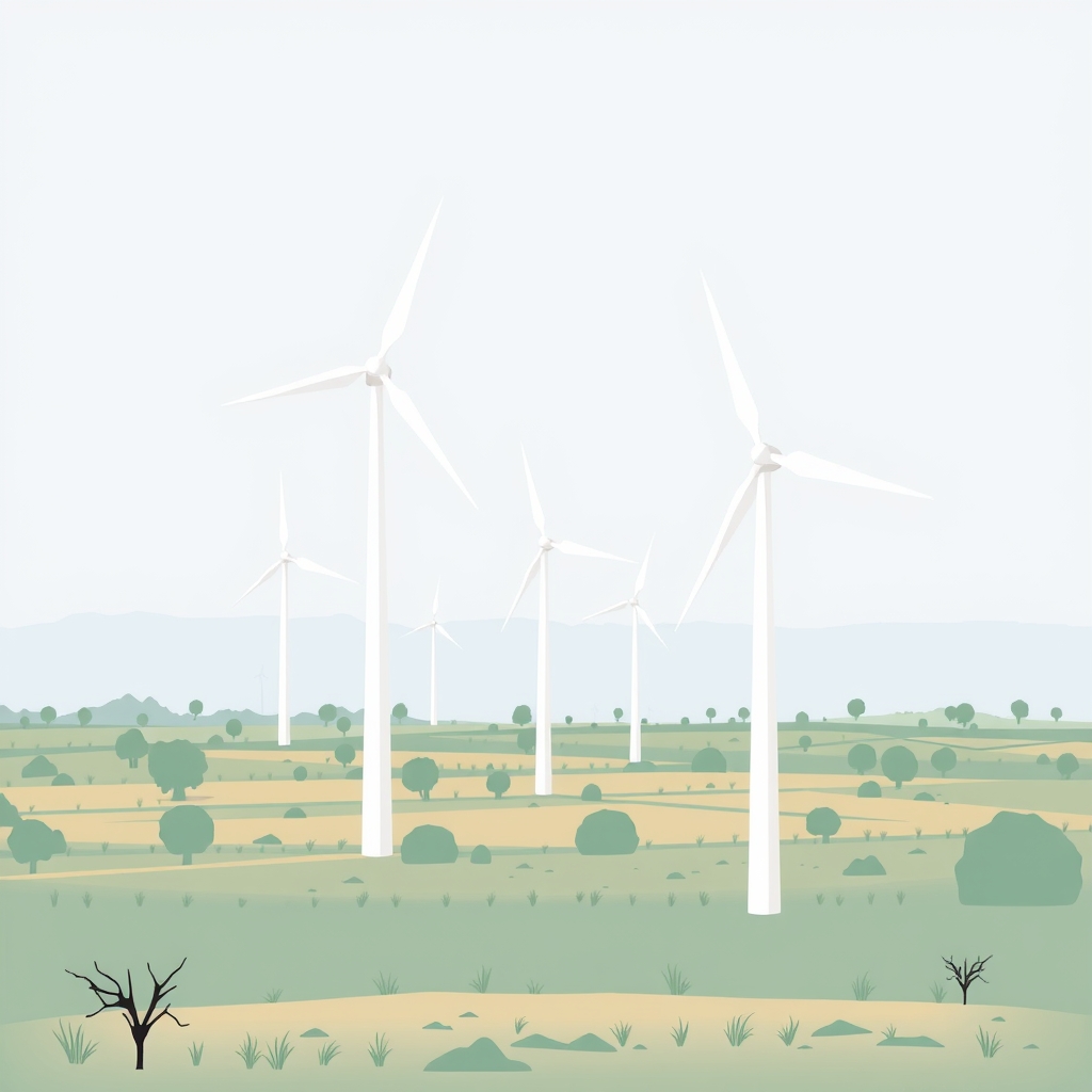 AI-generated illustration: MPERC Sets Tariffs for 800 MW Wind Projects in Madhya Pradesh